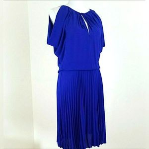 NWT BCBGMaxAzria~Size M~"LONA" Royal Blue Fit & Flare Pleated Dress
